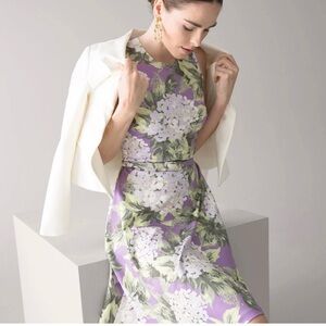 NEW White House Black Market Purple and White Floral Midi Dress